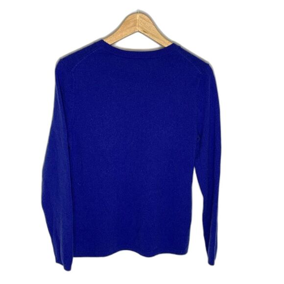 Lands’ End Royal Blue 100% Cashmere Crewneck Long Sleeve Sweater Size M - Picture 4 of 10
